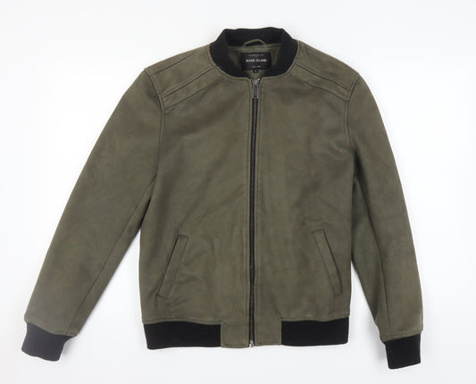 River Island Men's Green Bomber Jacket M Casual