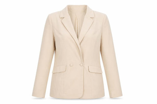 Oh Polly Women's Beige Blazer 10 Lined Double-Breasted