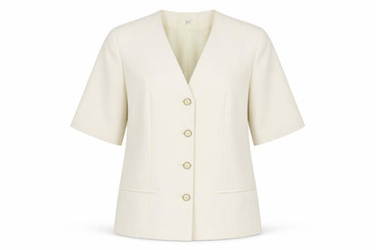 Front view of C&A Women's Ivory Suit Jacket, size 14, Classic Style