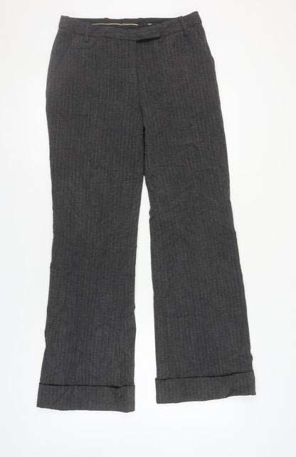 H&M Women's Grey Striped Trousers Size 10