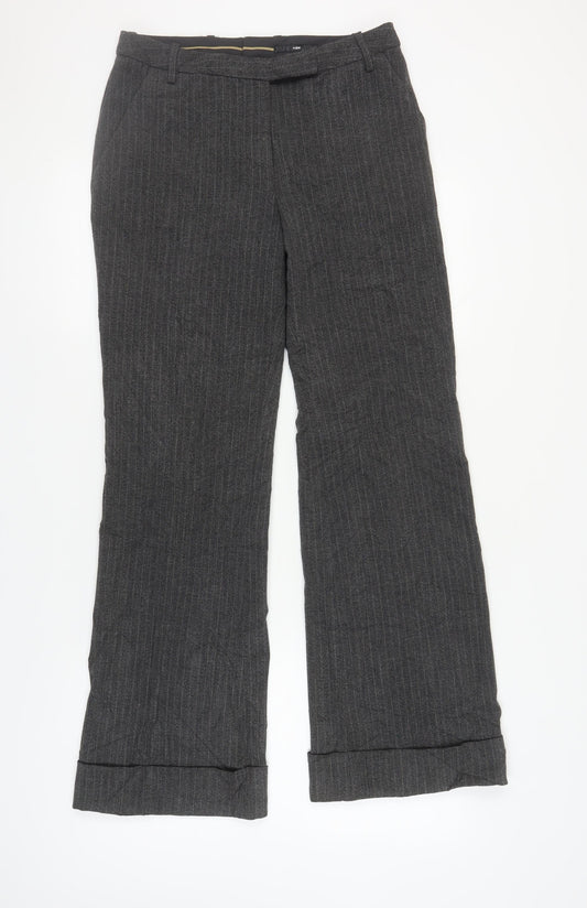 H&M Women's Grey Striped Trousers Size 10