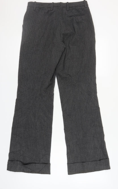 H&M Women's Grey Striped Trousers Size 10