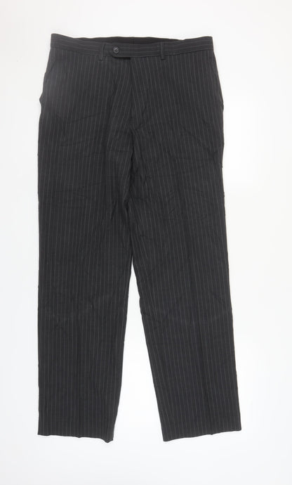 Additional front view of Taylor & Wright Men's Black Striped Dress Pants, size L