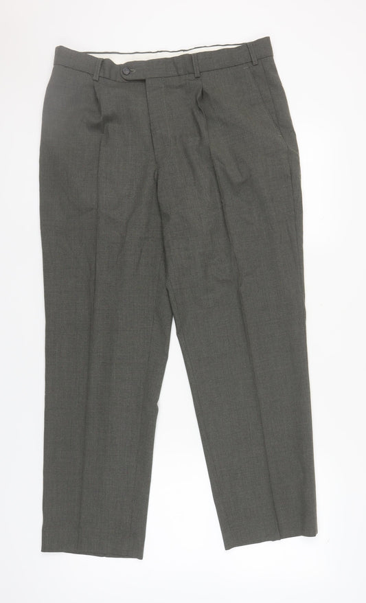 Debenhams Men's Grey Wool Trousers, Size 36, Workwear