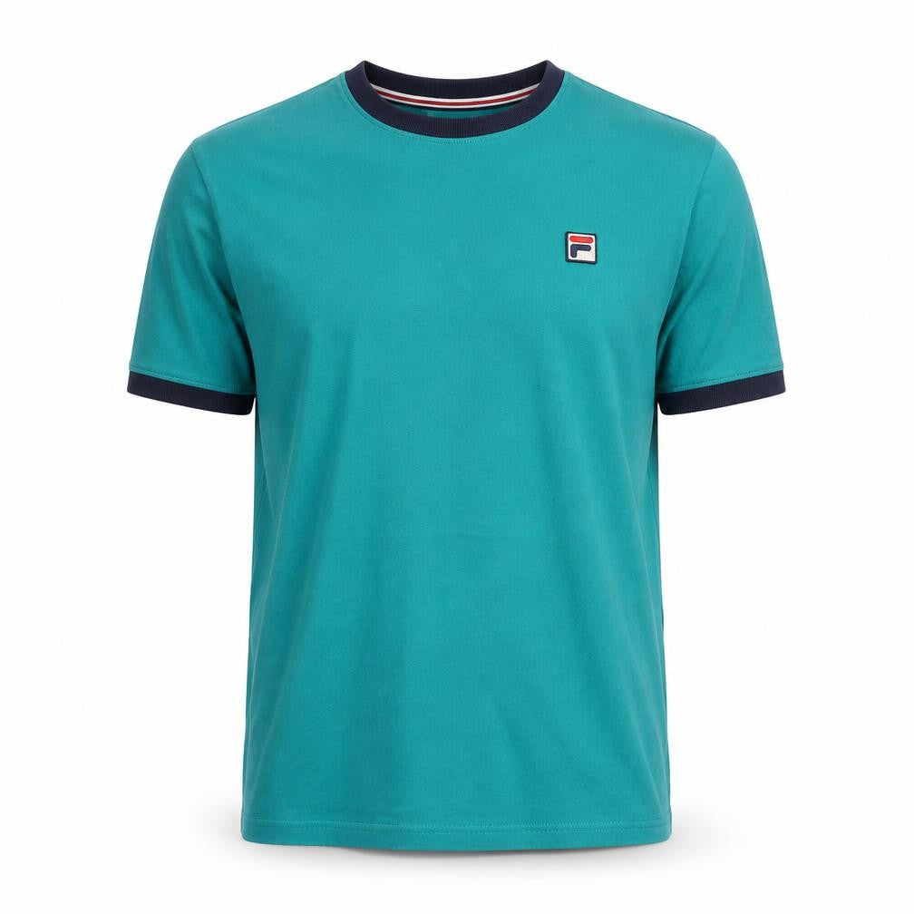Fila Men's Green Cotton Crew Neck Logo T-Shirt, Size S