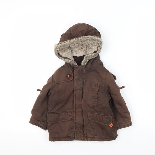Next Brown Boys Parka Jacket 12-18 Months