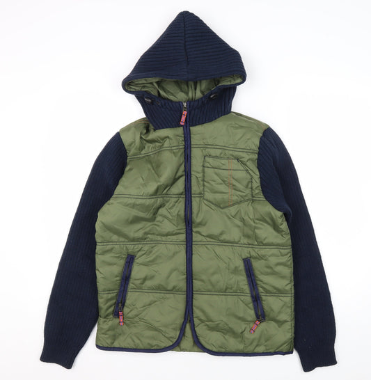 Next Boys Green Hooded Jacket Size 14 Years Nylon Acrylic Wool