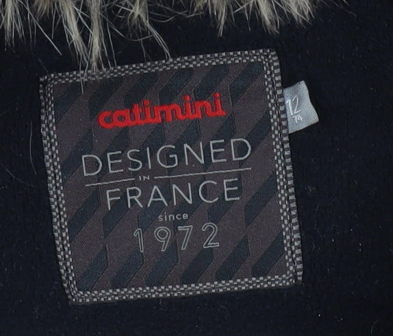 Catimini Boys Red Parka Coat 12 Months Faux Fur Trim