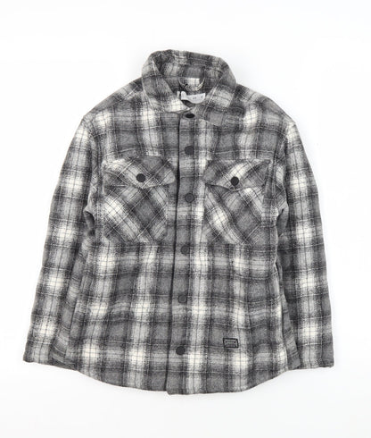 Additional front view of Zara boys’ grey plaid shirt jacket 8-9 years