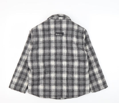 Back view of Zara boys’ grey plaid shirt jacket 8-9 years