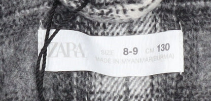 Brand and care label for Zara boys’ grey plaid shirt jacket 8-9 years