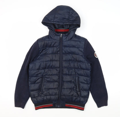 Additional front view of River Island boys’ blue hooded puffer jacket 9-10 years