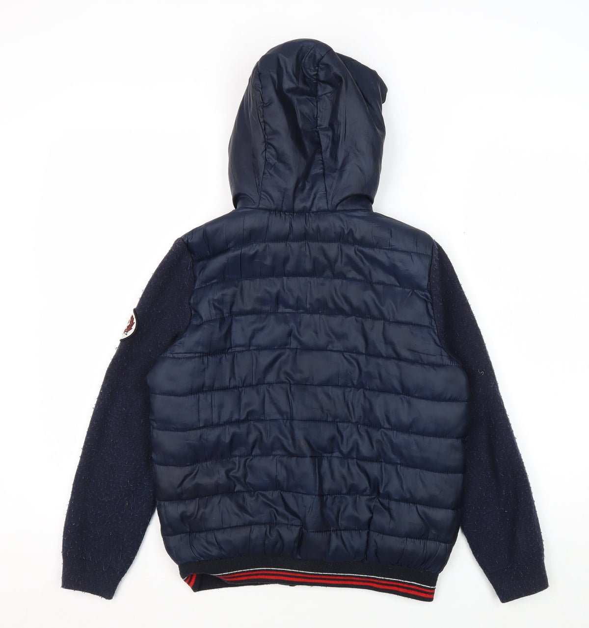 Back view of River Island boys’ blue hooded puffer jacket 9-10 years