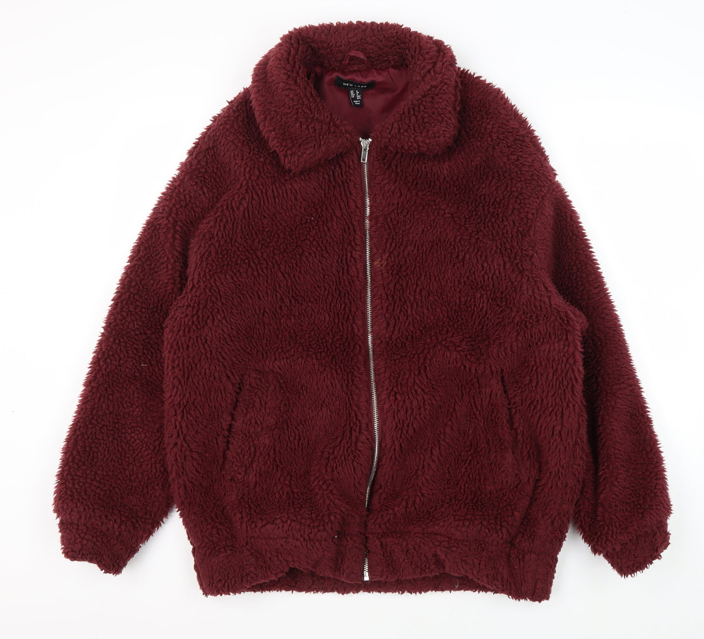 New Look Women's Red Fleece Jacket, Size 8, Casual