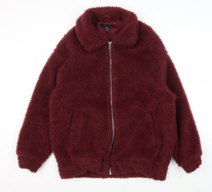 New Look Women's Red Fleece Jacket, Size 8, Casual