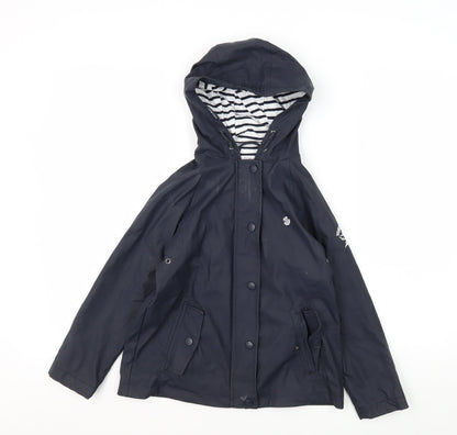 Additional front view of Voile Bleue boys’ blue hooded jacket, 8 years