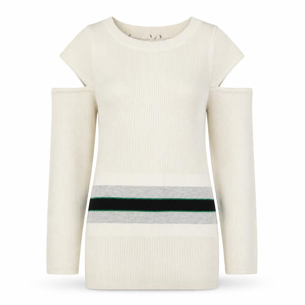 Karen Millen Women's Ivory XS Jumper, Cold Shoulder