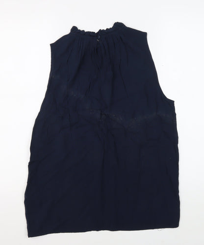 Back view of Jacqueline de Yong Women's Blue Sleeveless Blouse, size 10