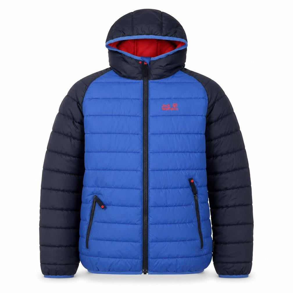 Jack Wolfskin Boys Blue Puffer Jacket, EU Size 152, Hooded