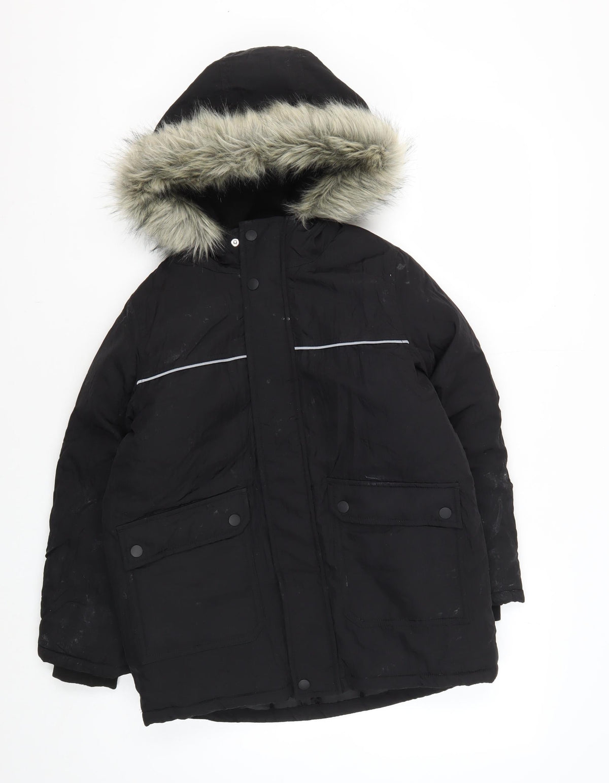 Very Boys Black Polyamide Hooded Jacket, 9 Years