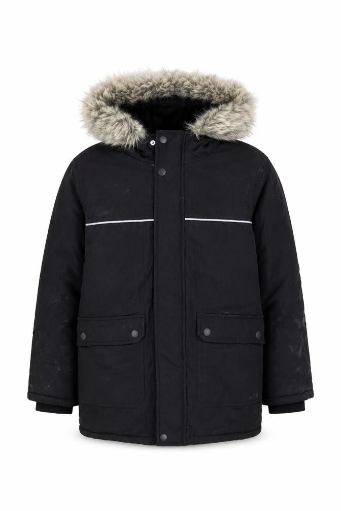 Very Boys Black Polyamide Hooded Jacket, 9 Years