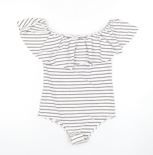 J.Crew Women's White Striped Bodysuit Size S