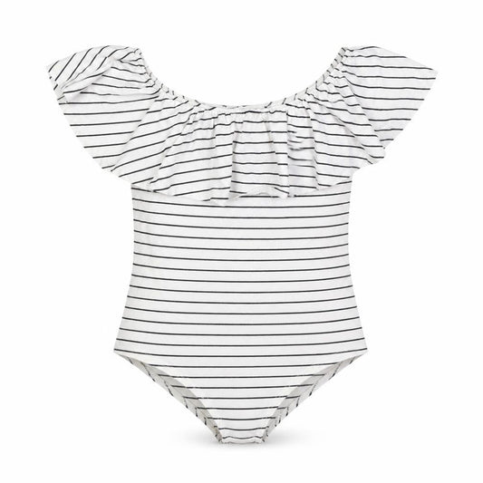Front view of J.Crew Women's White Striped Bodysuit, size S