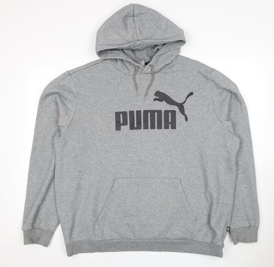 Puma Men's Grey 2XL Pullover Hoodie Logo Accents