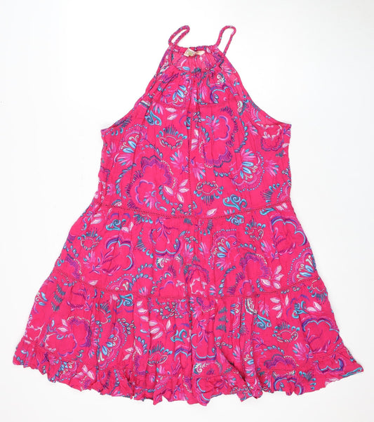 Oddam Women's Multicoloured Floral Halter Dress - L