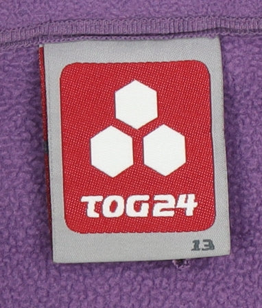 Close-up detail of TOG24 girls’ purple polyester jacket, size 13, years