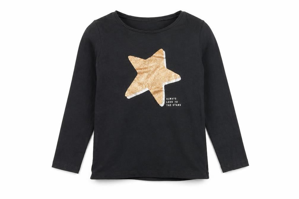 H&M Teens Black Glitter Star Long Sleeve T-Shirt