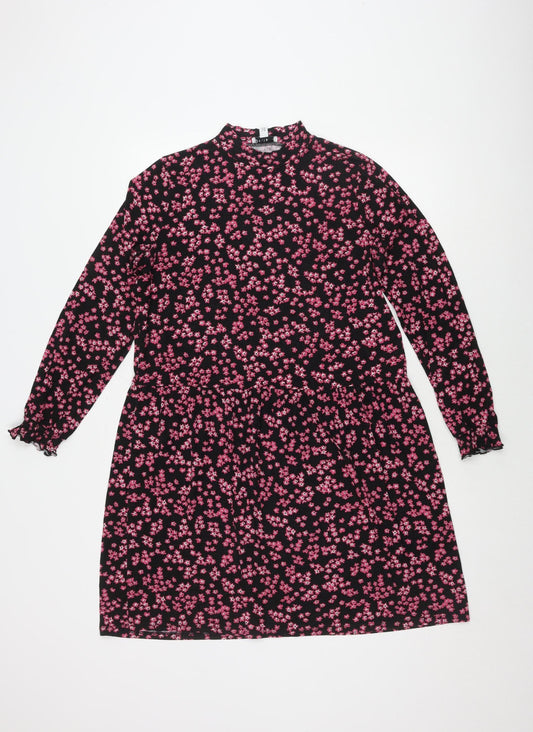 Warehouse Women's Black Floral Long Sleeve Dress Size 14