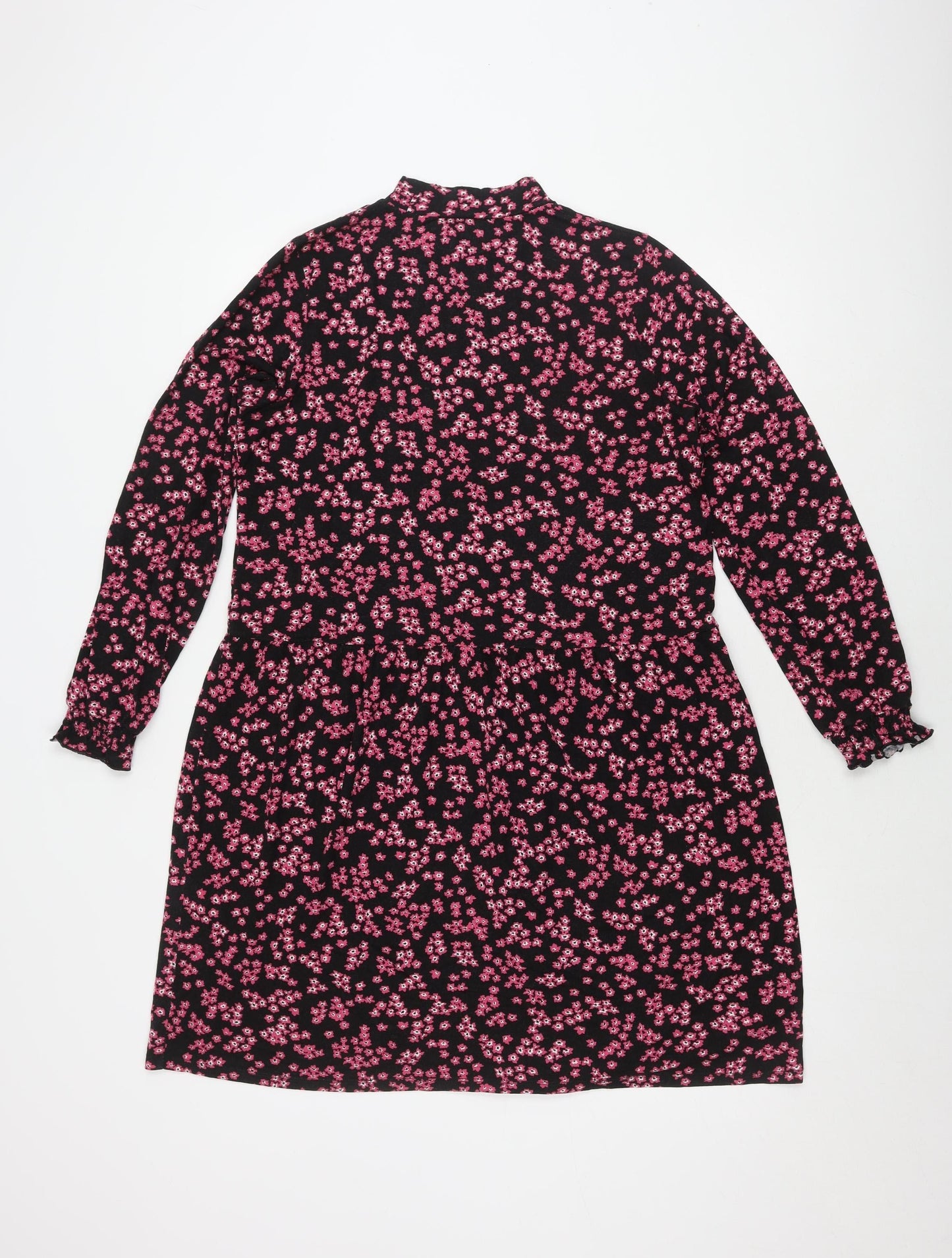 Warehouse Women's Black Floral Long Sleeve Dress Size 14