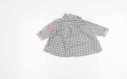 Back view of Mantaray girls’ grey check button-up shirt, 3-6 months