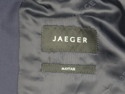 Close-up detail of Jaeger Men's Blue Wool Blazer, size 40R, Formal Wear