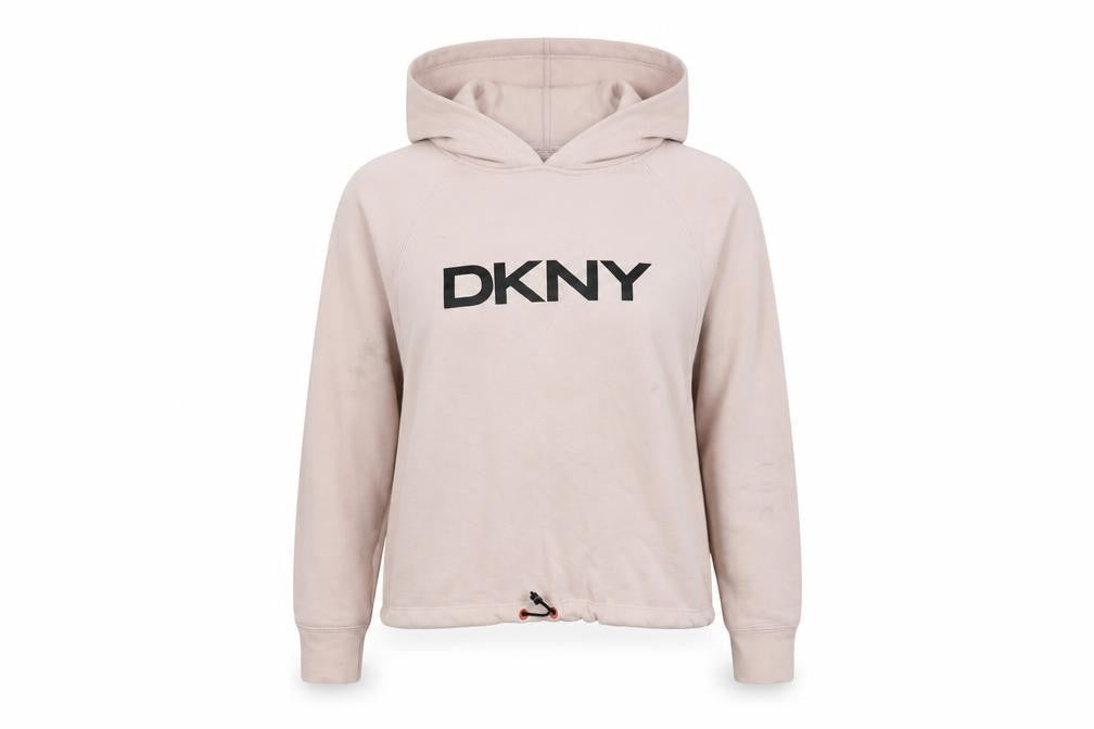 DKNY Women's Pink Logo Pullover Hoodie, Size S