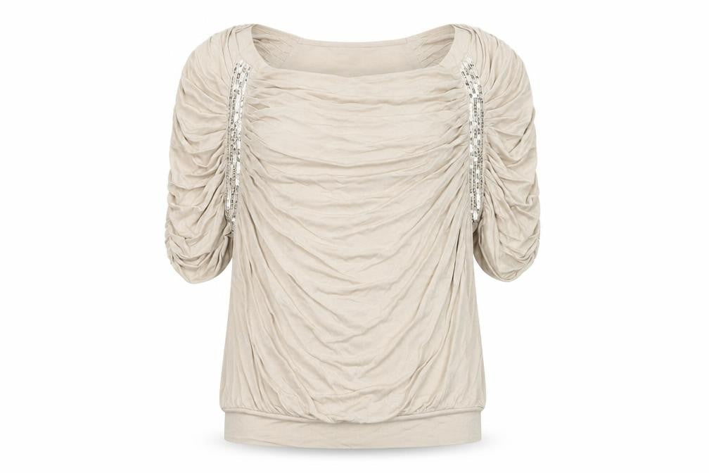 Jasper Conran Women's Beige Sequin Blouse Size 10 Petites