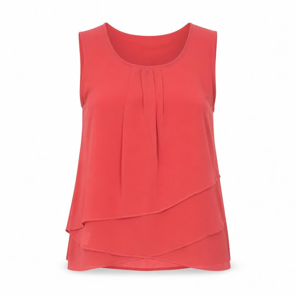 Laura Ashley Women’s Red Sleeveless Tunic Blouse Size 12