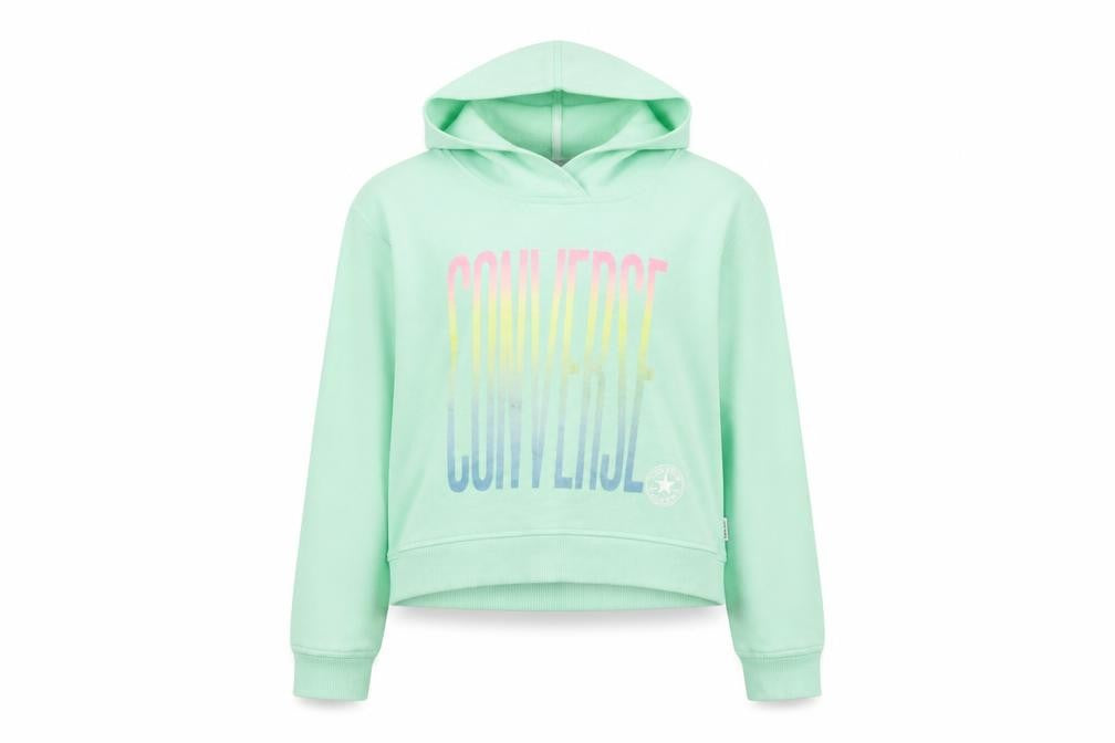 Converse Girls Green XL Pullover Hoodie, Logo, Hooded, Graphic Print