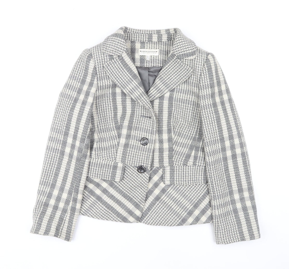 Simon Jeffery Women's Grey Check Blazer Size 10