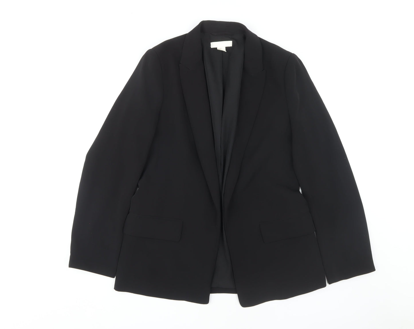 H&M Women's Black Blazer, Size 10, Polyester Blend, Elegant