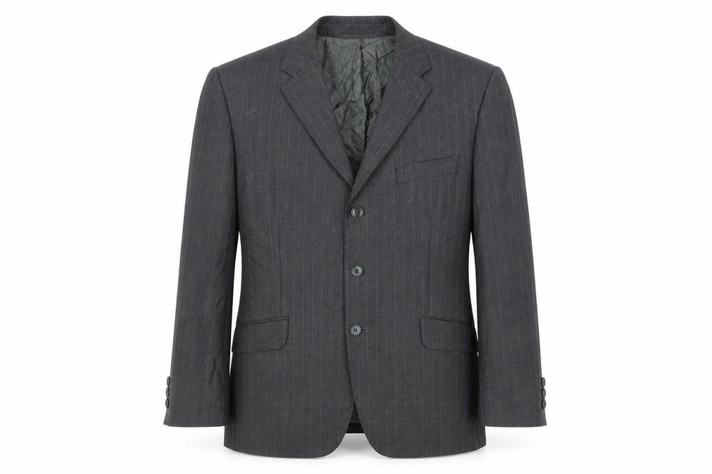 Burton Men's Grey Striped Suit Jacket 42 Short