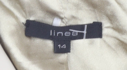 Close-up detail of Linea Women's Beige Trench Coat, size 14