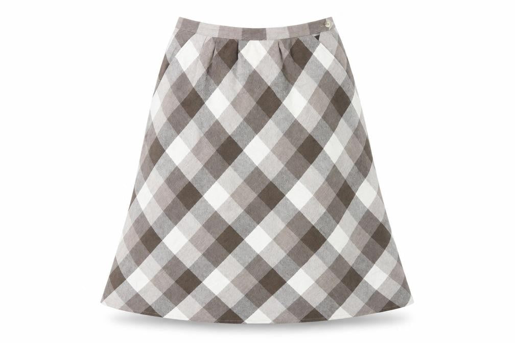 St Michael Women's Brown A-Line Check Skirt, Size 14
