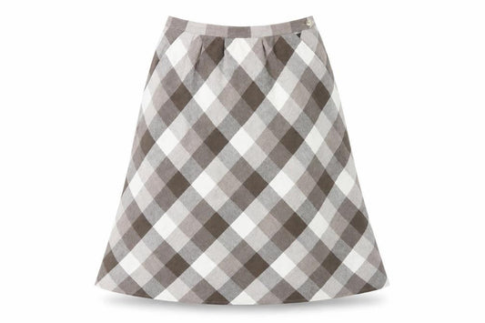 St Michael Women's Brown A-Line Check Skirt, Size 14