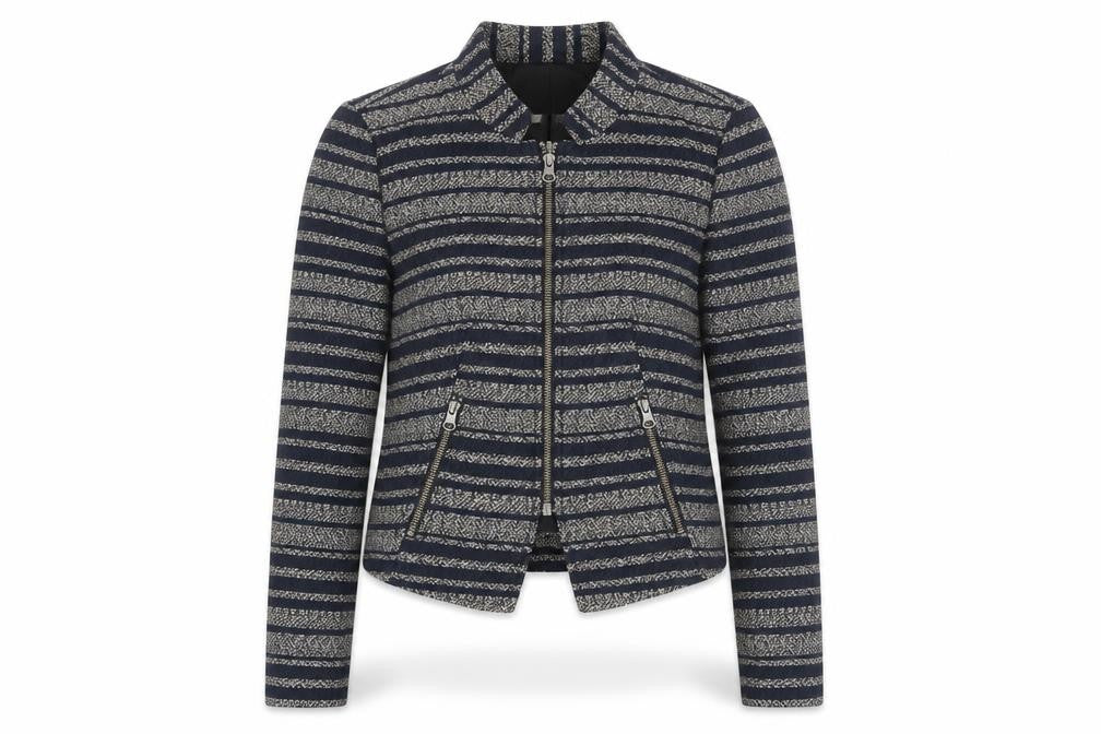 LOFT Women's Blue Striped Cropped Jacket Size 00