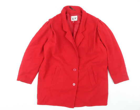 EX Women's Red Wool Mid-Length Coat Size 16