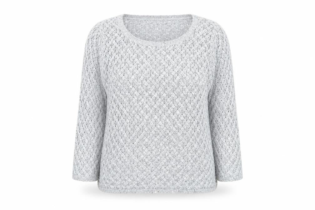 Roman Women's Grey Sequin Pullover Jumper Size 14