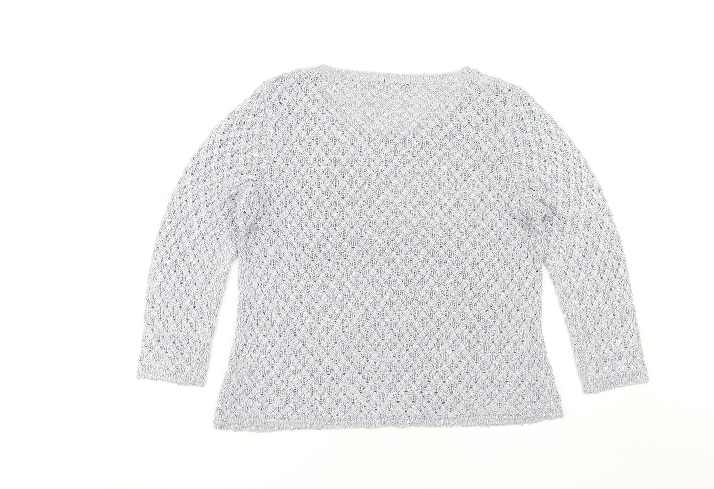 Roman Women's Grey Sequin Pullover Jumper Size 14