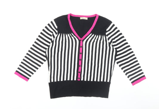 Precis Women's Multicoloured Cardigan M, V-Neck, Stripe